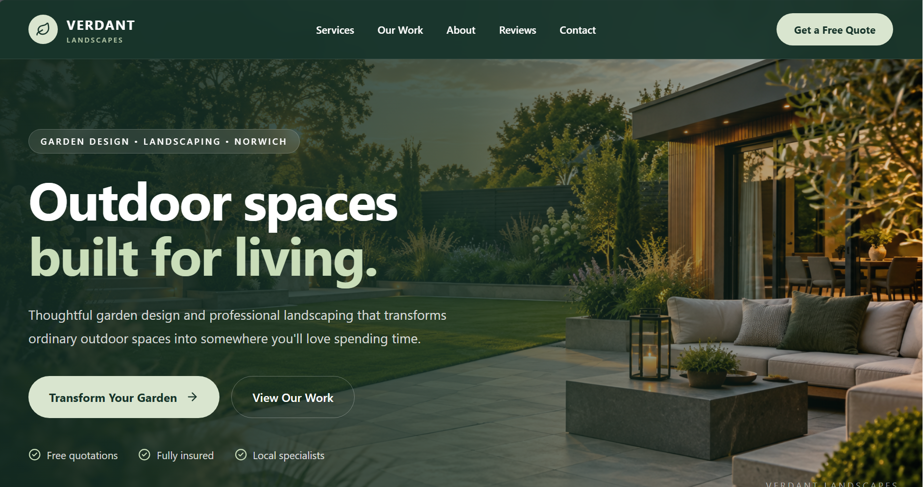 Verdant Landscapes website example